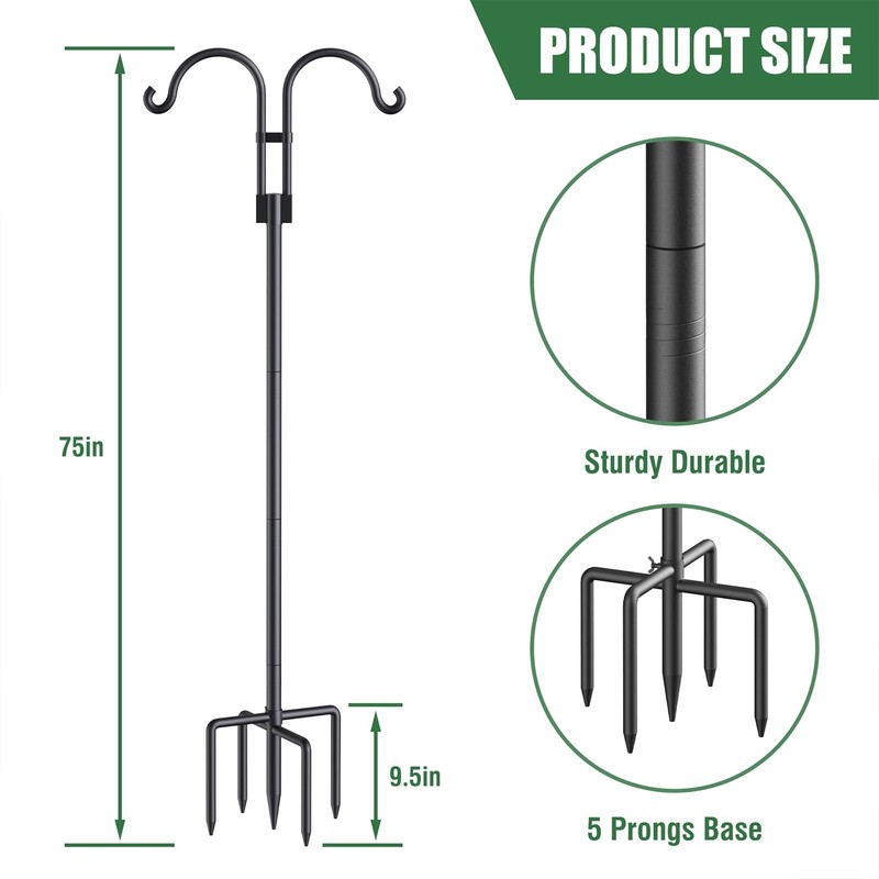 Bird Feeder Pole - Adjustable Double Shepherds Hooks for Bird Feeder with 5 P... gallery