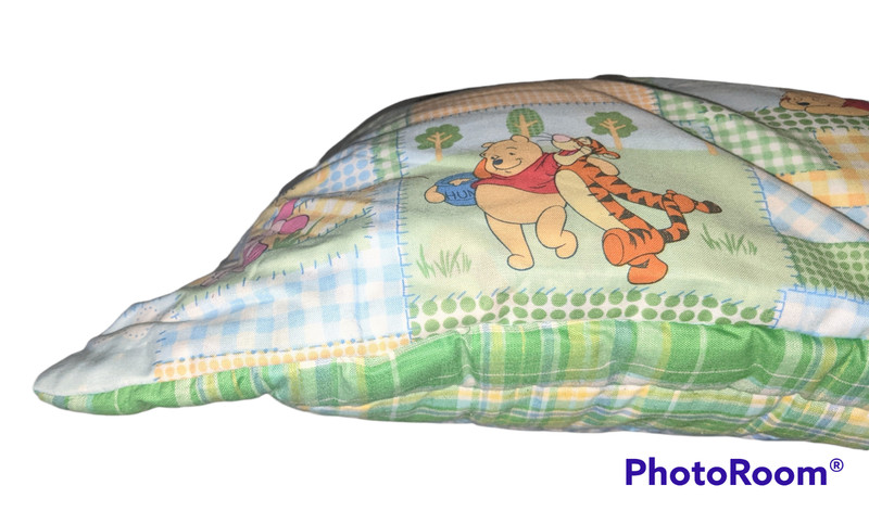 WINNIE THE POOH Crib Throw Pillows Set Quilted Plaid Soft 12 x 16 -Set of 2 Cute gallery