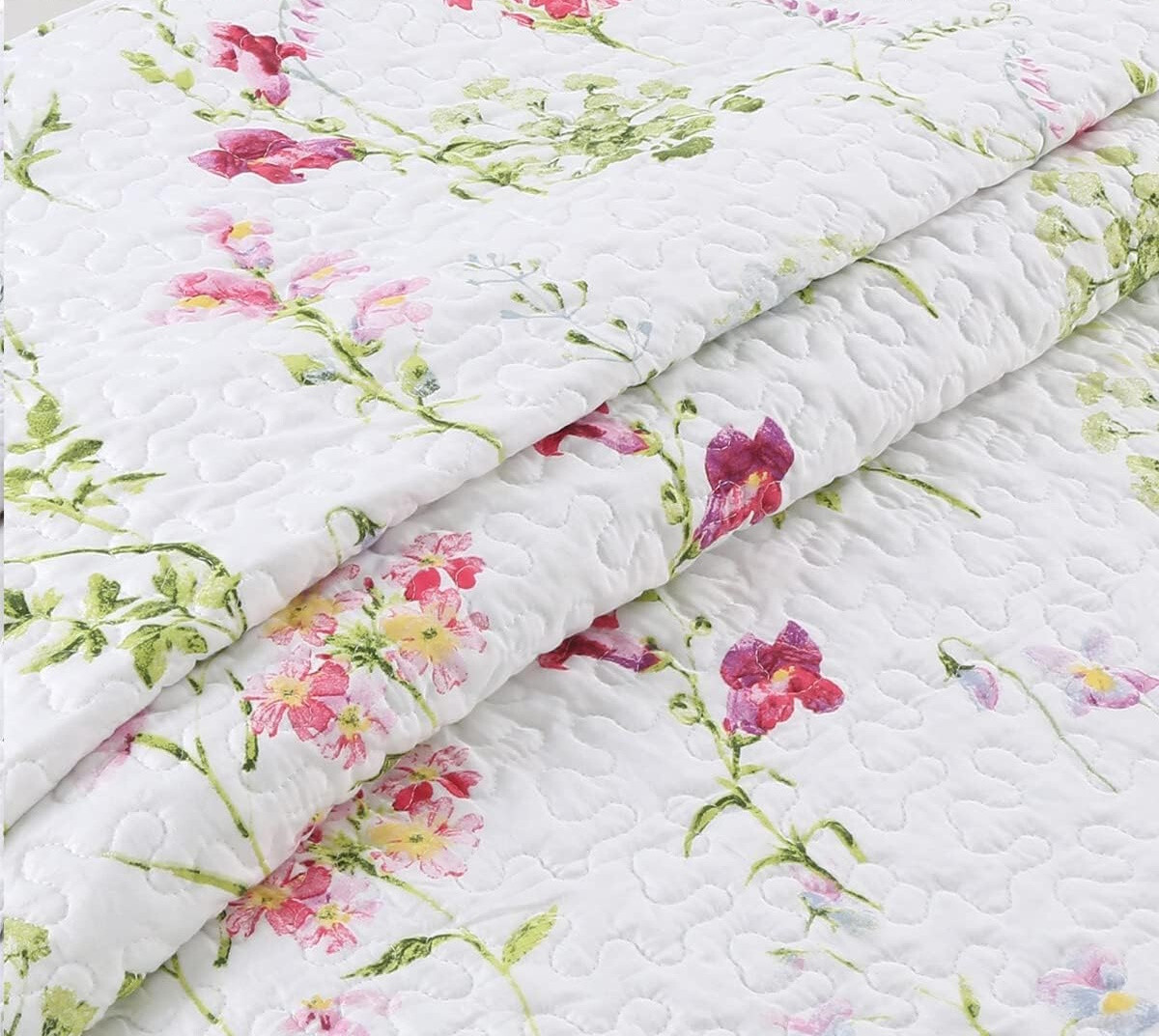 SPRING GARDEN 3pc Queen QUILT SET : COTTAGE PINK COZY CHIC SHABBY ROSE FLOWERS gallery
