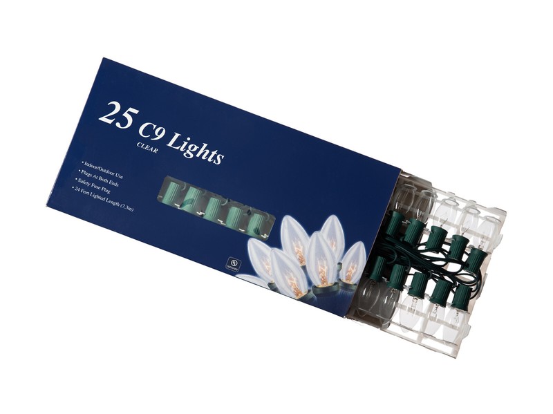 25 Ft Christmas Light String with Clear White C9 Light Bulbs for Indoor/Outdoor gallery