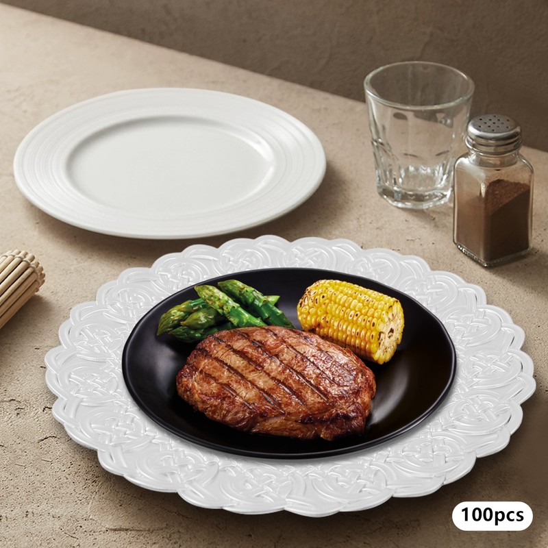 100pcs Dinner Plates Set, Round Dinner Plates, Dinner Plate for Wedding Party gallery