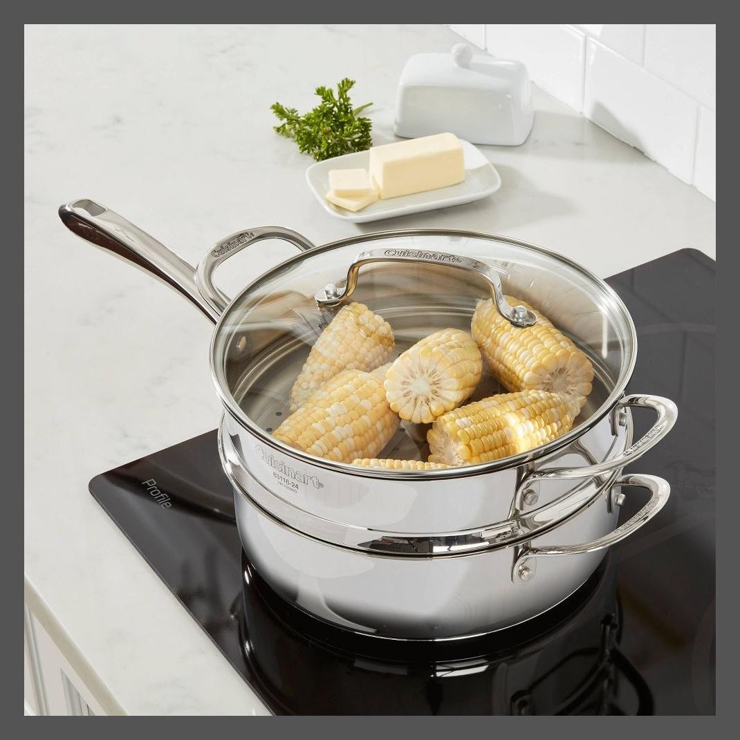 Cuisinart 3PC Stainless Steel Steamer Set 500F 3.5QT Saute Helper Pot Glass gallery
