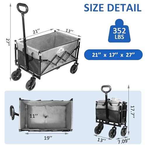 VOYSIGN COLLAPSIBLE WAGON FOLDING UTILITY CART 352LBS HEAVY-DUTY - Gray gallery