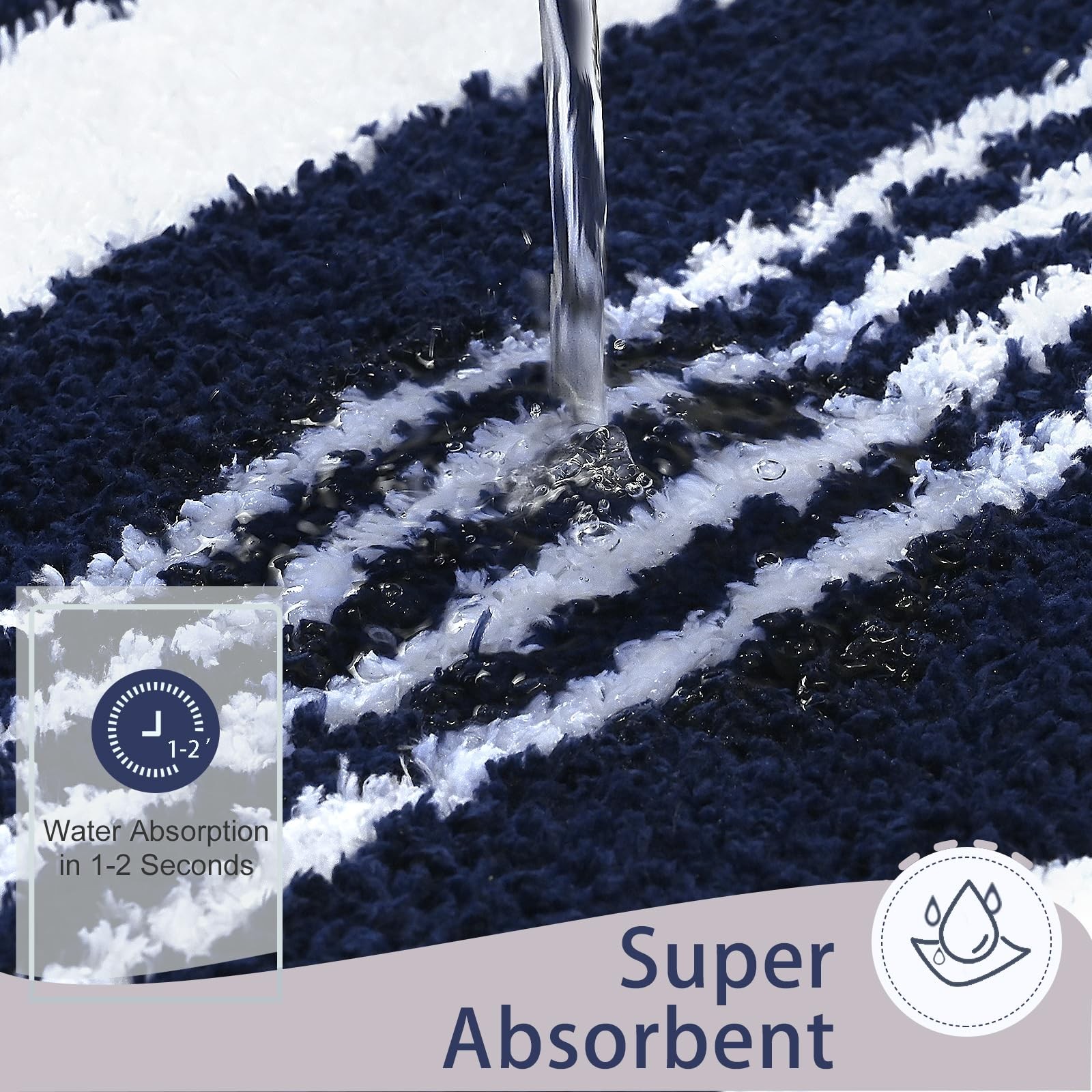 Bathroom Runner Rug 24x60 Inch Washable Non Slip Long Absorbent Navy Blue gallery