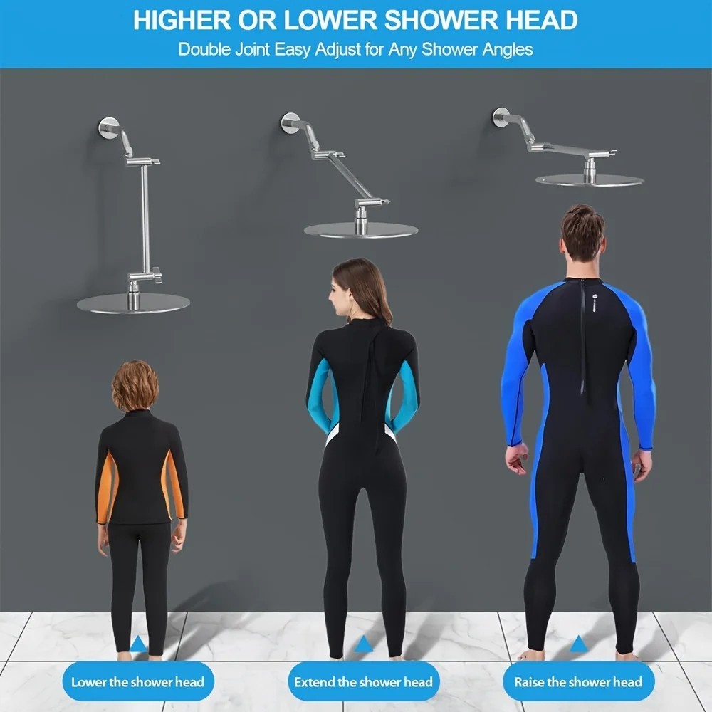 11in Adjustable Shower Head Extension Arm Bathroom Accessory gallery