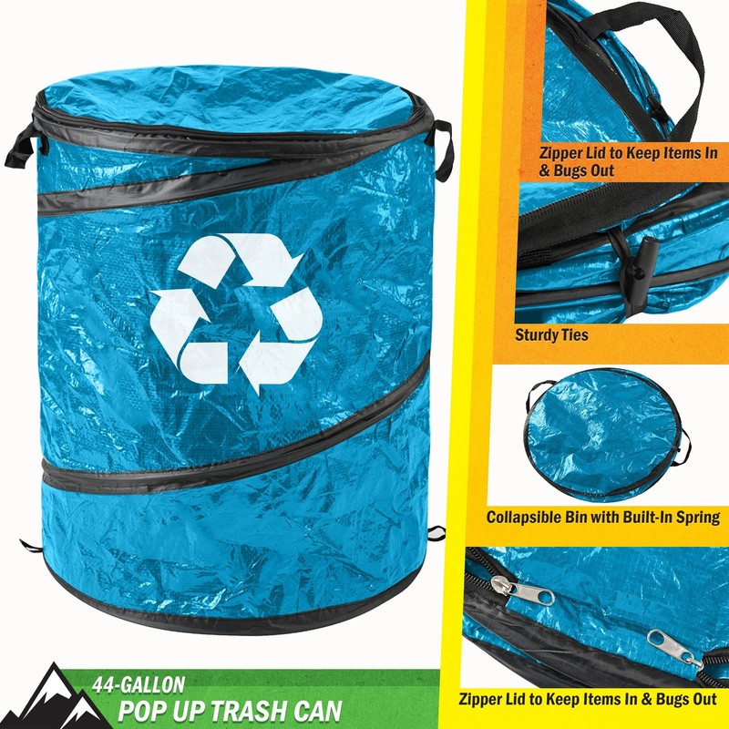 Wakeman Collapsible Trash Can - Pop Up 44-Gallon Outdoor 44 gallons, Blue gallery