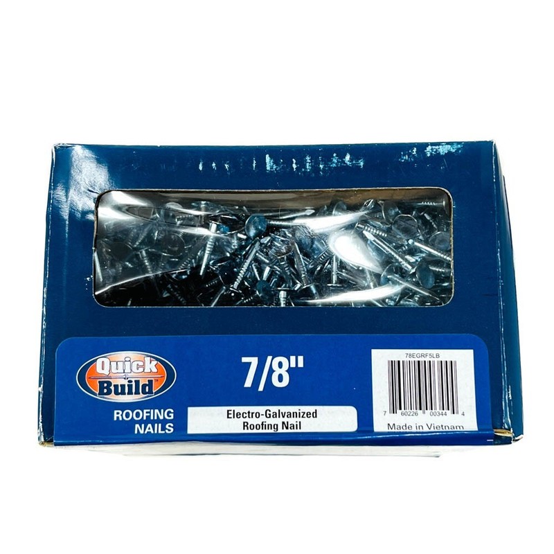 Quick Build 78EGRF5LB Electro Galvanized Roofing Nails 7/8 in, 5 lb Pack gallery