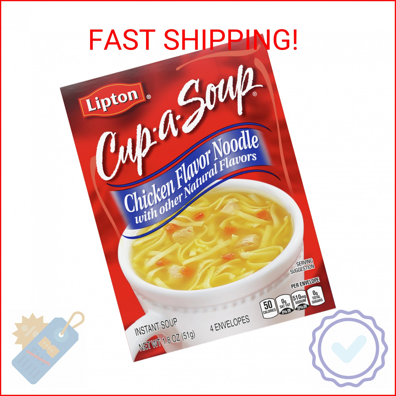 SOUP SECRETS Lipton Cup-a-Soup Instant Soup Chicken Noodle 4 Count For a Warm Cu gallery