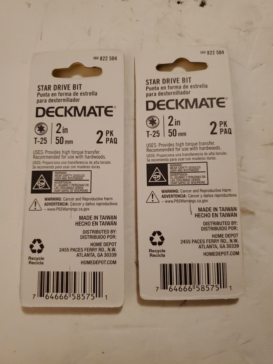 2 pack Of 2) DECK MATE 2” (50mm) Star Drive Bits, T25 4 pieces gallery
