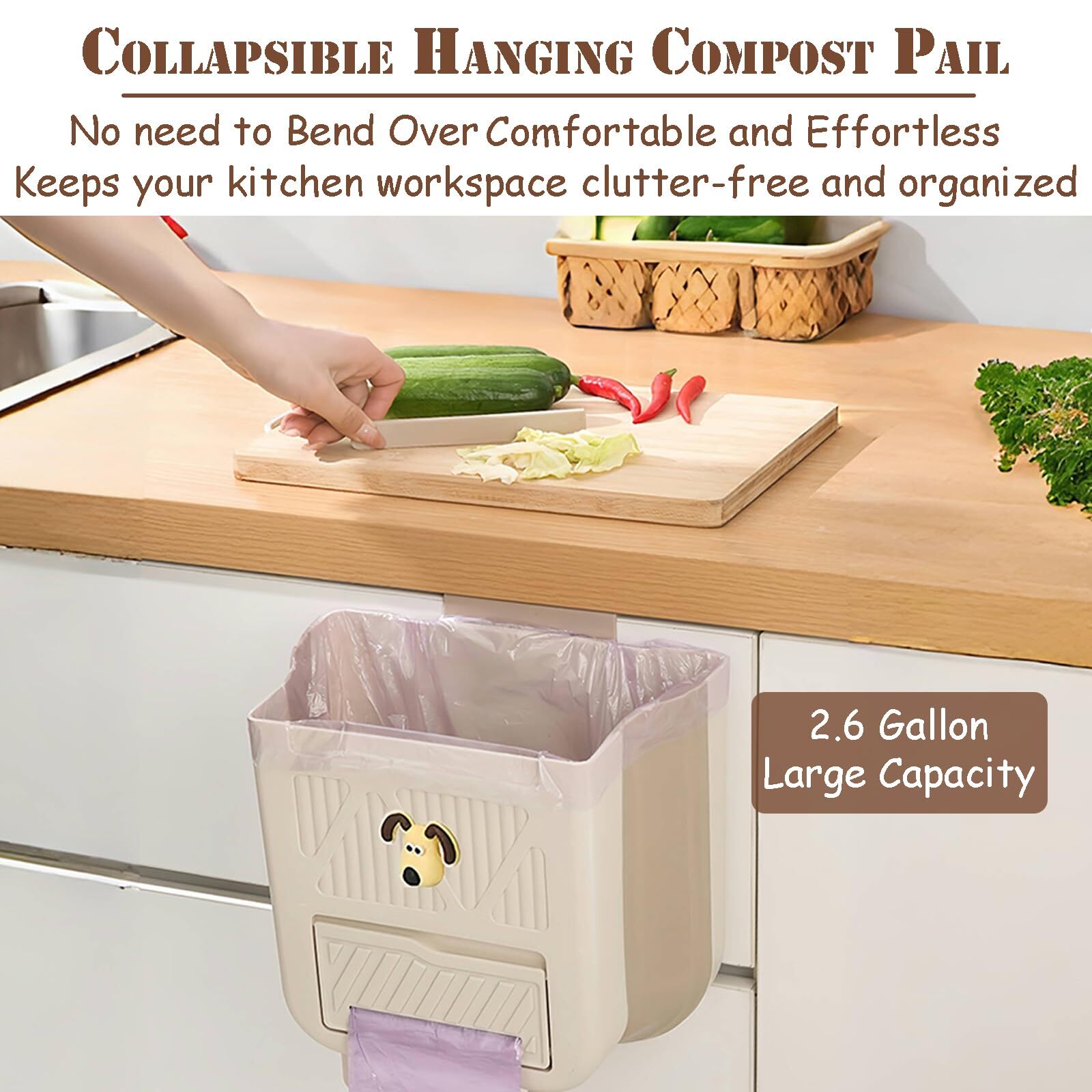 Hanging Trash Can for Kitchen Cabinet Door 2.64 Gallon Hanging Trash Can with... gallery