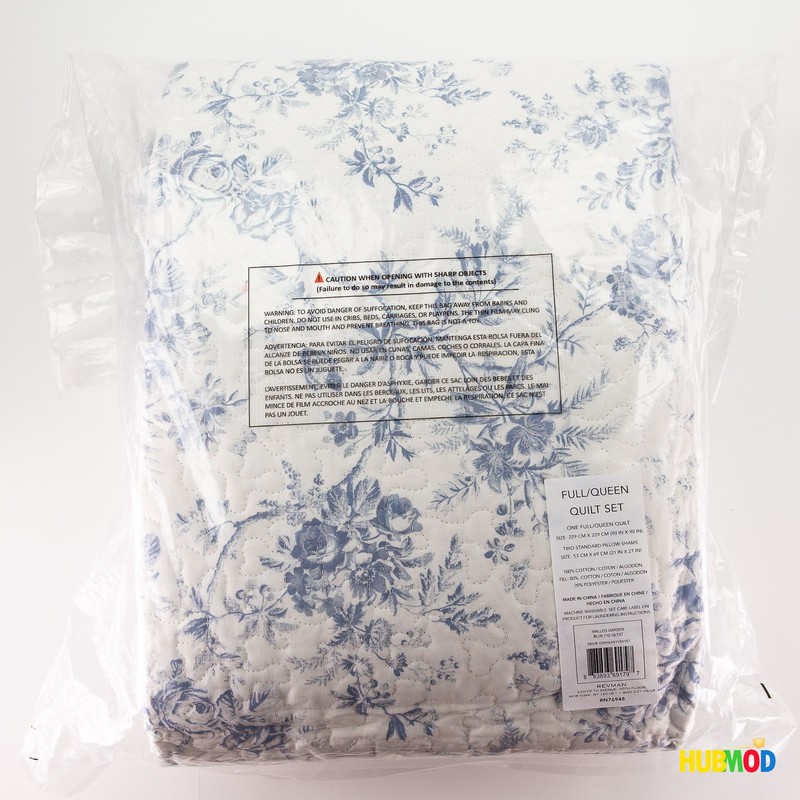 Laura Ashley Queen Quilt Set Soft Lightweight Breathable Reversible Blue Floral gallery