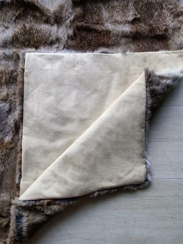 100% Genuine Real Rabbit Fur Throw Soft Bedspread Blanket 55in×63in Straw yellow gallery