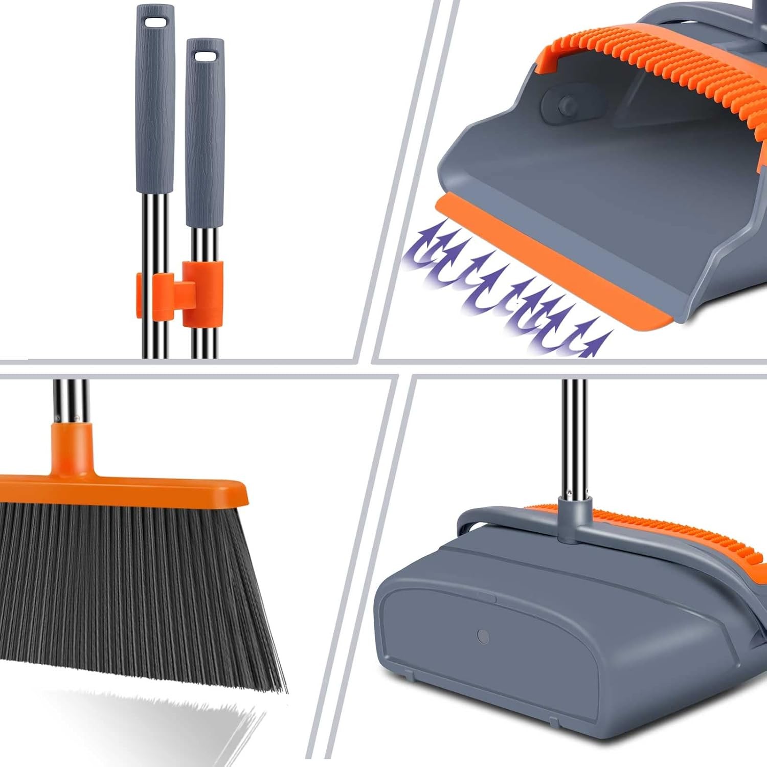 Upgrade Broom and Dustpan Set, Self-Cleaning with Dustpan Teeth, Indoor&Outdoor gallery