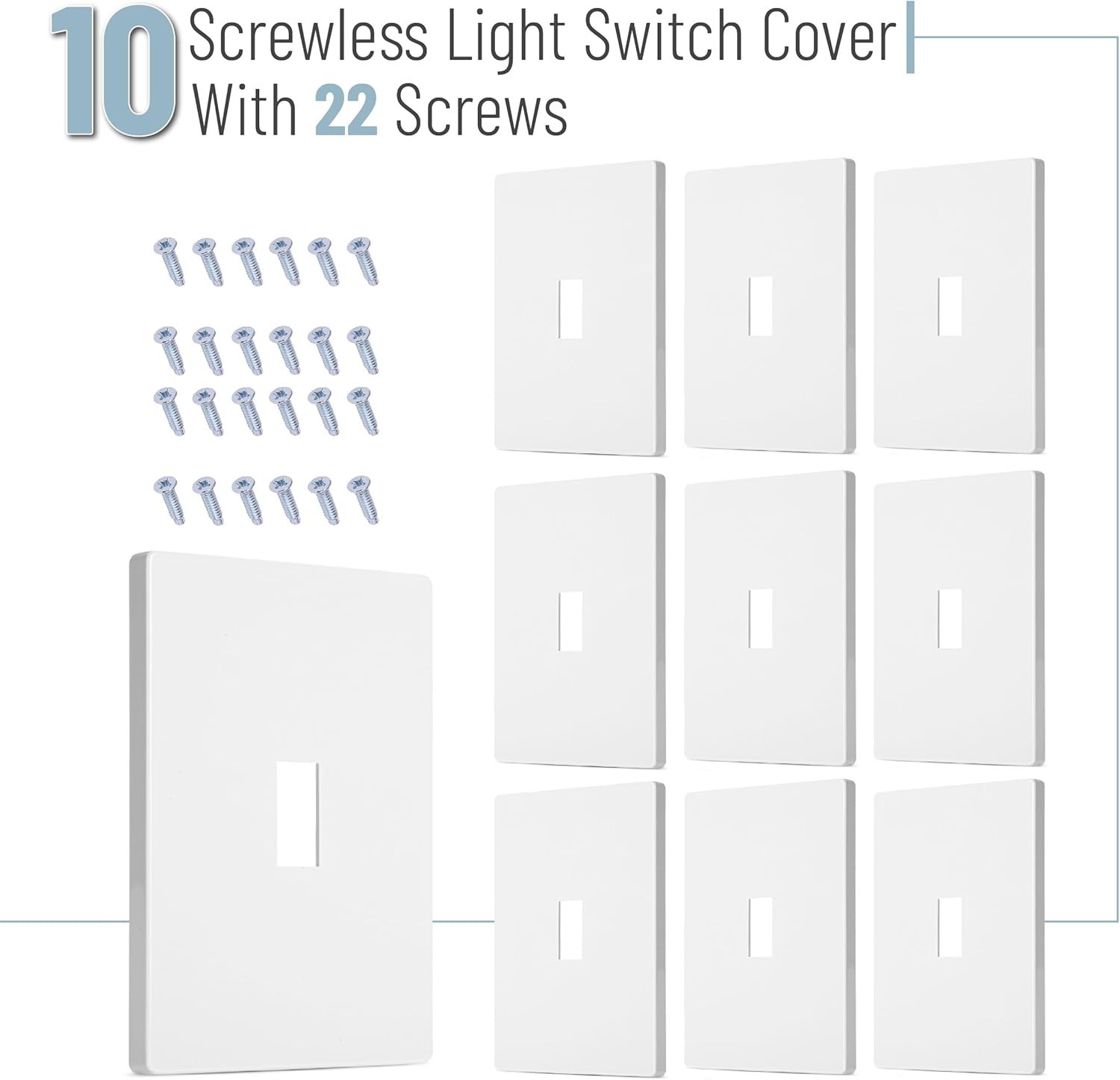 10 PCS Light Plates Switch Covers, Screwless, Toggle Switch Cover, Thermoplastic gallery