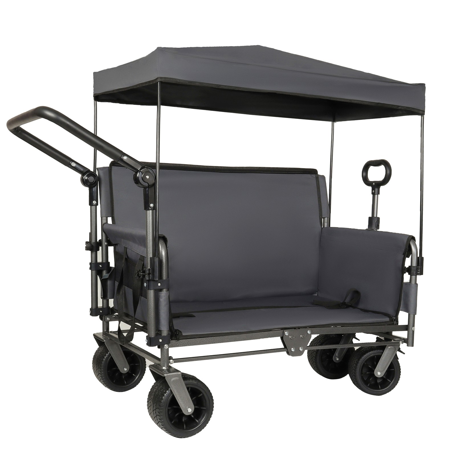 500lbs Large 3 in1 Convertible Folding Wagon Cart with Bench Seat Canopy Storage gallery