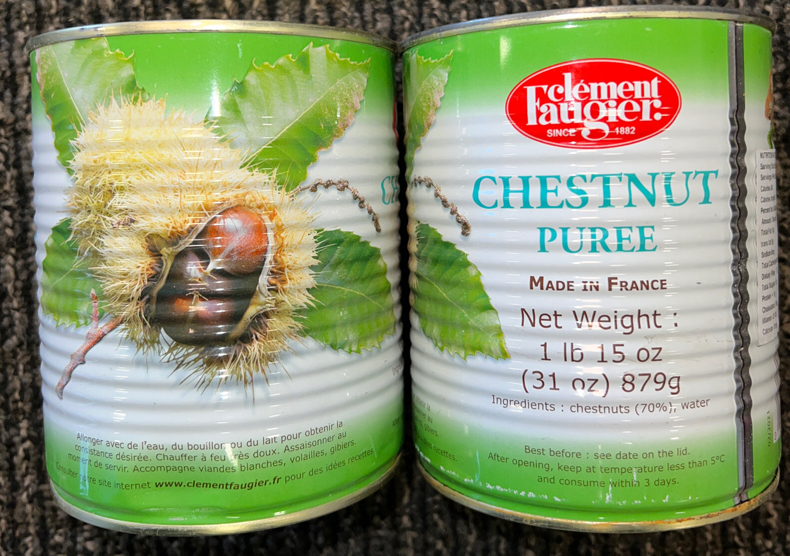 Clement Faugier Chestnut Puree 2-pack can 31oz 879g 07/26 gallery