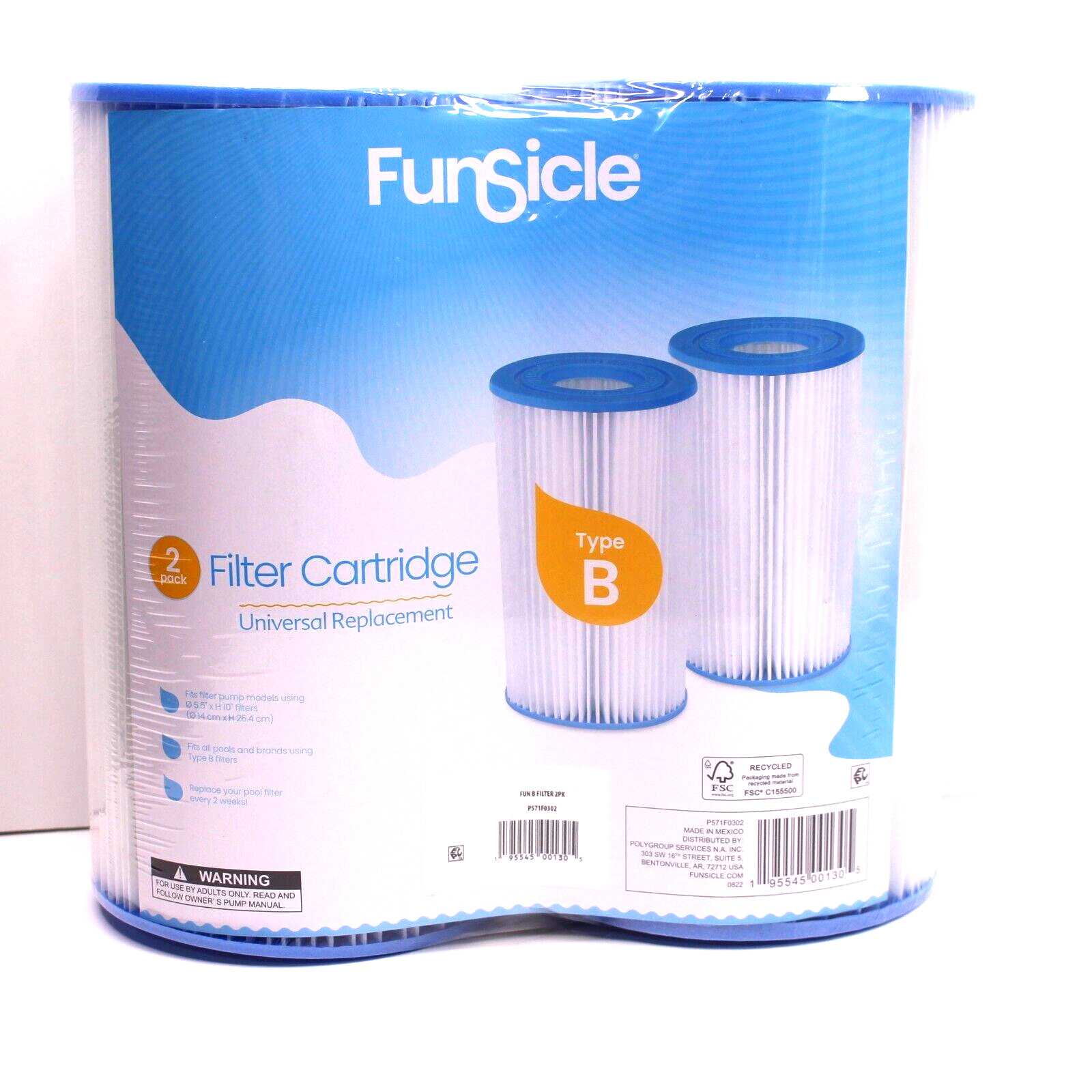 Funsicle P571F0302 Type B Filter Cartridge (2 Pack), White, Adults gallery