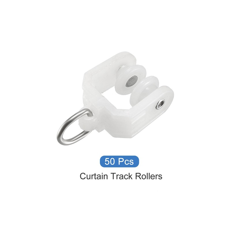 Curtain Track Rollers (9mm/0.35") 50Pcs, Plastic Twin Wheeled Carriers gallery