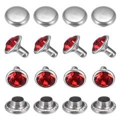 Clear Rhinestone Rivets [50pcs] – Crystal Rivets – [Red – 0.31 IN]