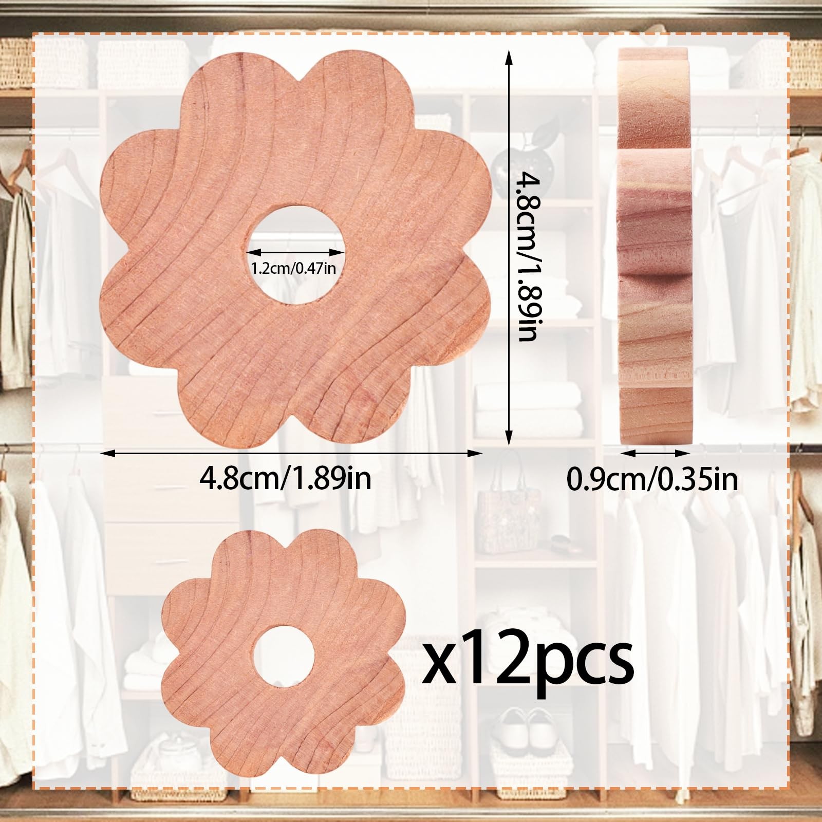 12 Pcs Cedar Blocks for Clothes Storage Flower Chips Closets Wood gallery