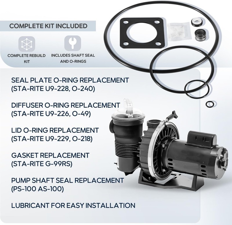 O-Ring Rebuild Kit Pre 1998 for Sta-Rite P2RA P2R Dura-Glas Max-E-Glas Pool Pump gallery