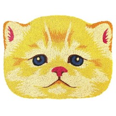 Multi Machine Tufted Yellow Cat face Doormat,18″ x 24″