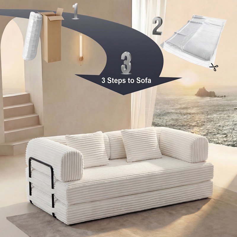 New Compression Sofa,Convertible Floor Sofa Bed-with Pillow Back Support Armrest gallery
