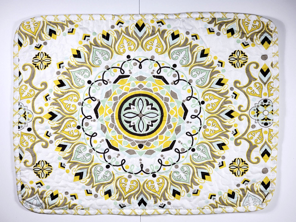 Retro Bohemian Mandala Pattern Standard Pillow Sham Mustard Yellow, Sage & Brown