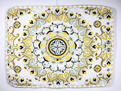 Retro Bohemian Mandala Pattern Standard Pillow Sham Mustard Yellow, Sage & Brown