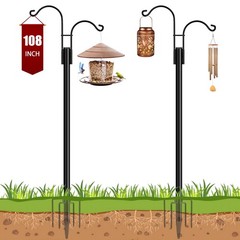Ottsuls Double Shepherds Hooks for Outdoor, 2 Pack 108 INCH Bird Feeder Pole,…
