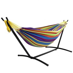 SZHLUX Double Hammock with Stand,450lb Capacity with Carry Bag & Anti-Roll Beams