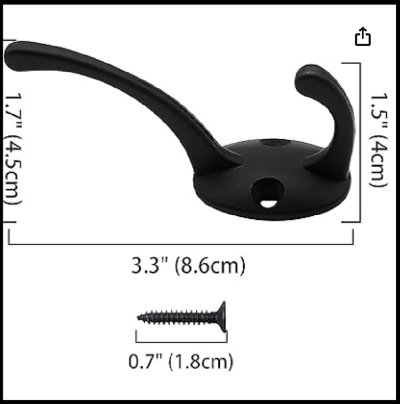 12 Pack Black Coat Hooks Wall Mounted with 24 Screws Retro Double Hooks gallery