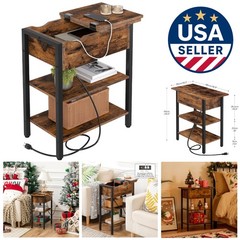 Functional Rustic End Table with Charging Station and Easy Assembly Instructions