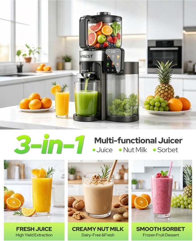2026 Upgraded Cold Press Juicer Machine, 6.5" Extra Wide Chute Masticating Ju... gallery