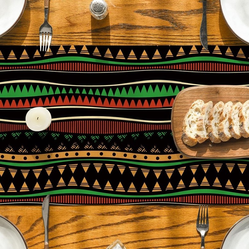 Traditional African Tribal Table Runner 13x72 Inch - Black History Month Decor, gallery