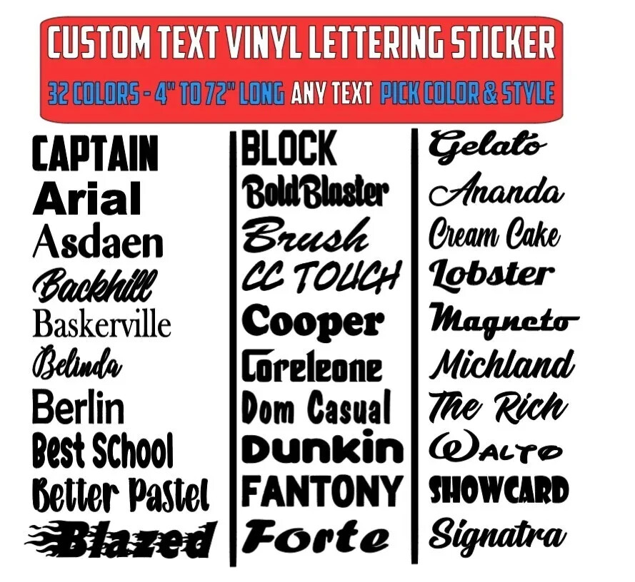 Custom Text Vinyl Lettering Sticker Decal Personalized -ANY TEXT - ANY NAME - [2 gallery