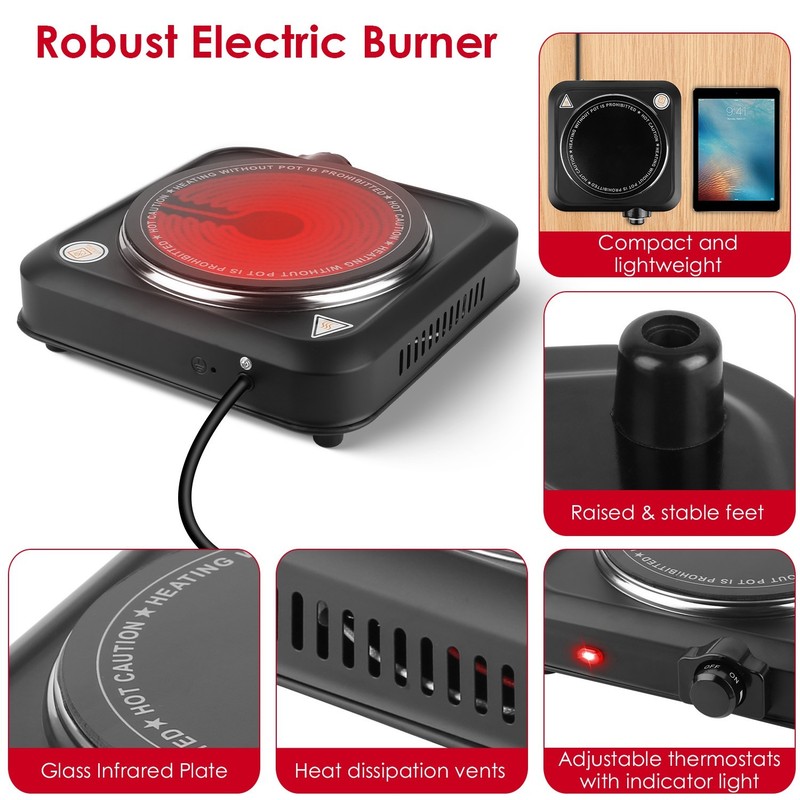 Adjustable Temperature Electric Burner Countertop Hot Plate Cooktop Stove gallery