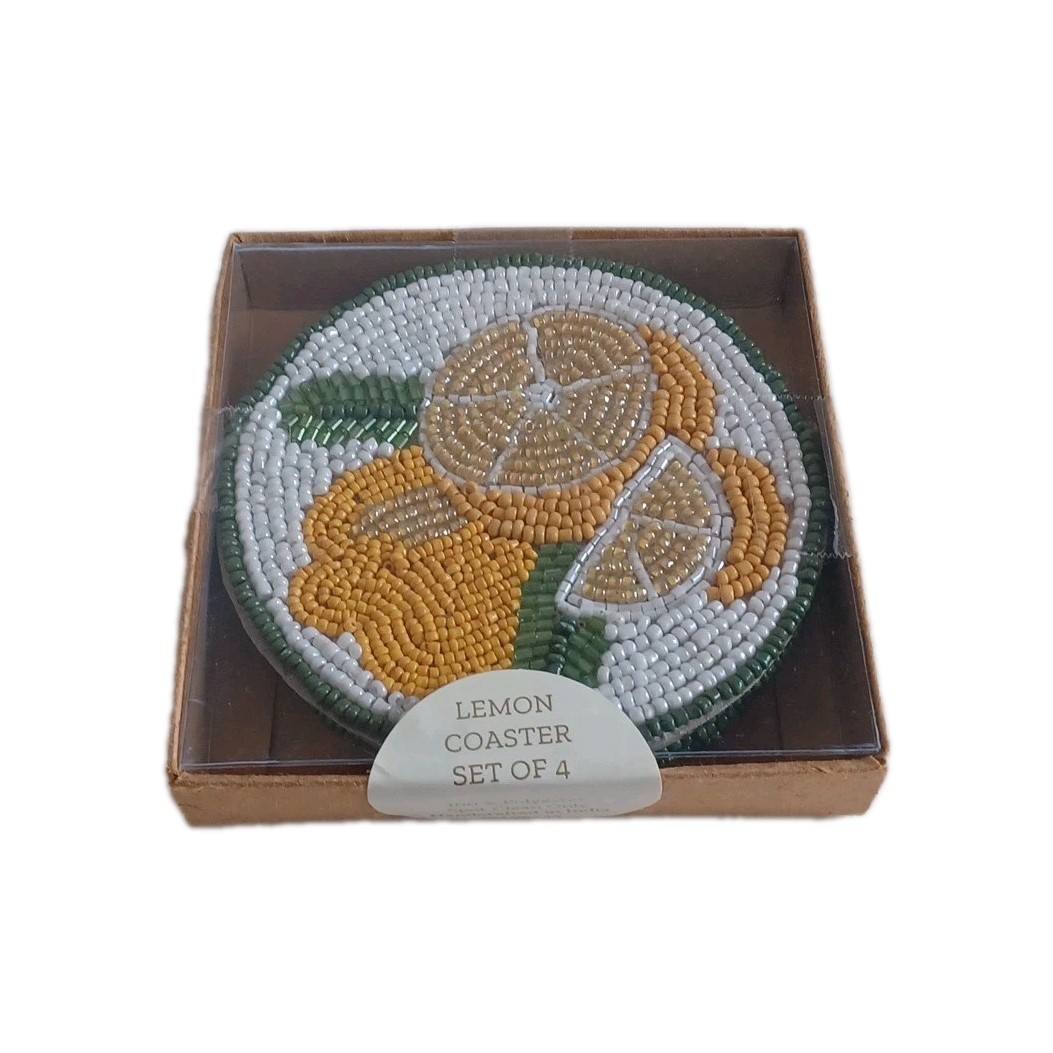 Beaded Coaster Set Of 4, 100% Polyester, Decorative, Handcrafted India, New gallery