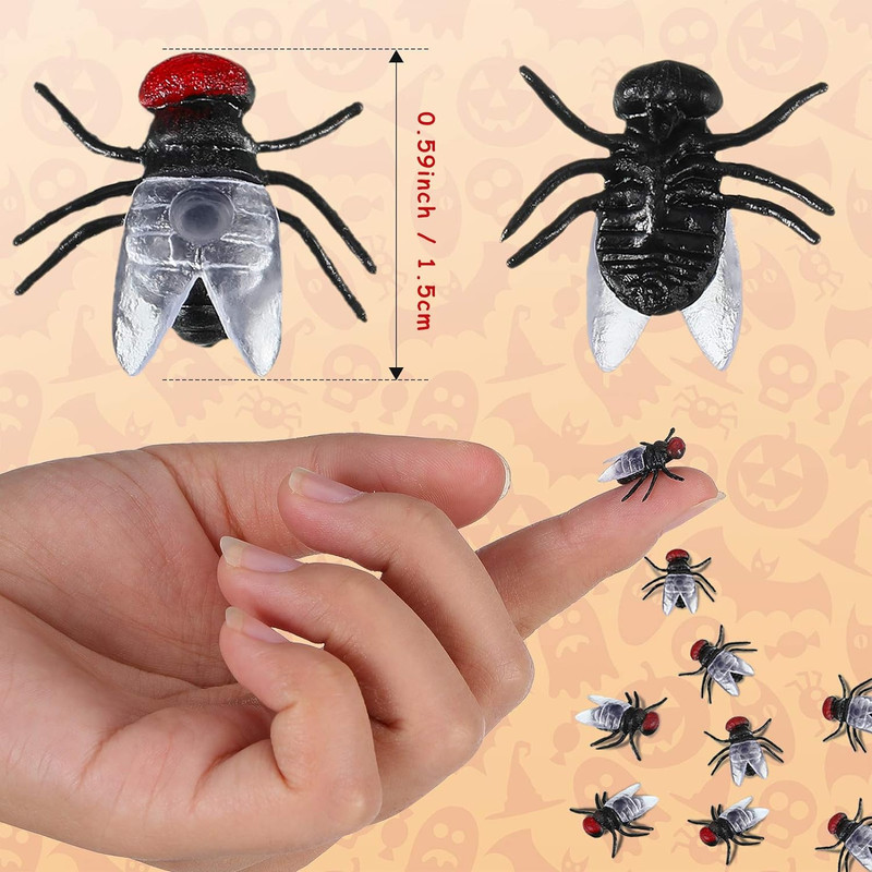 60 Pcs Plastic Flies Mini Realistic Fake Fly Bulk April Fools' Pranks Trick Joke gallery