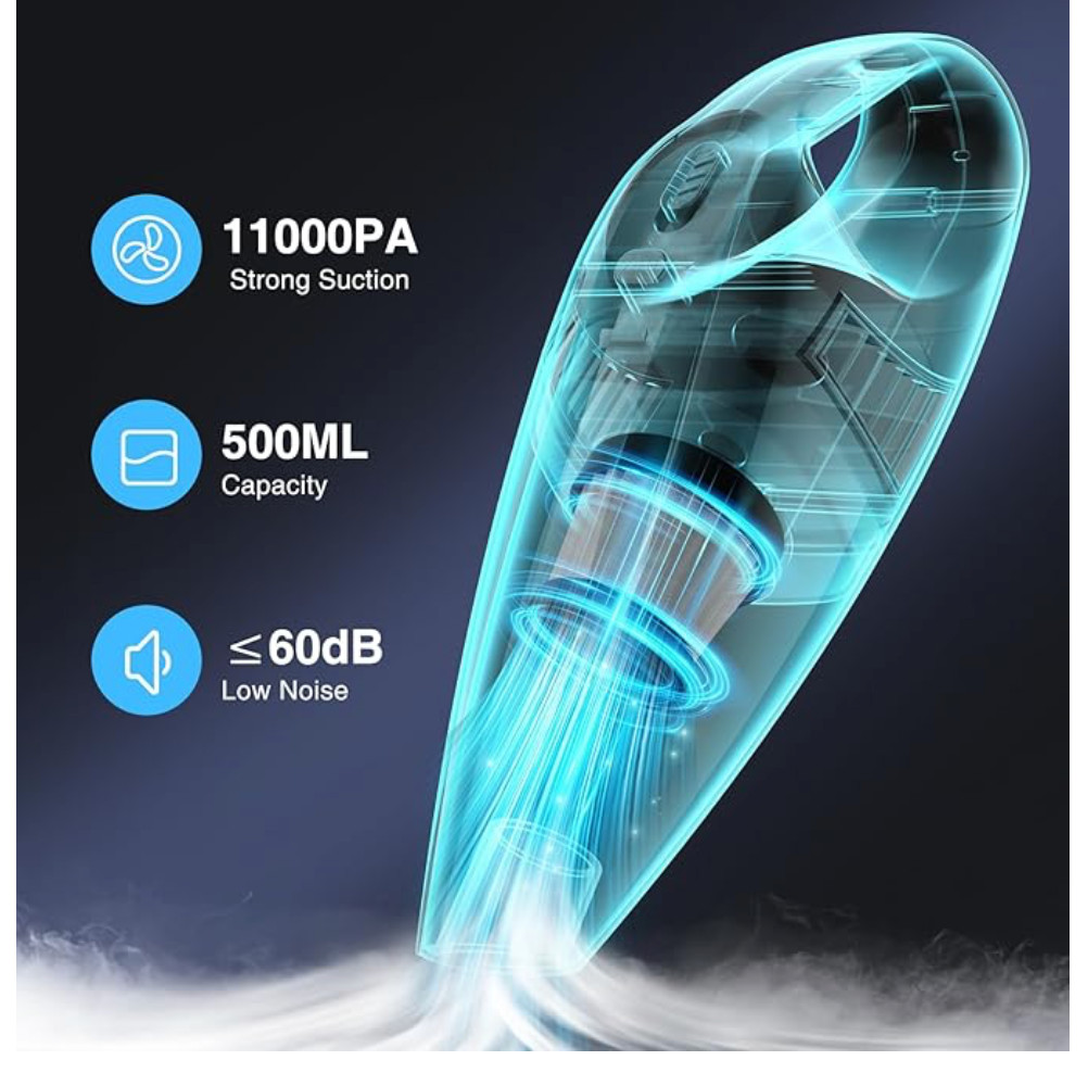 Car Vacuum,Portable Vacuum Cleaner with 11000PA Suction,DC 12V,0.5L Black gallery