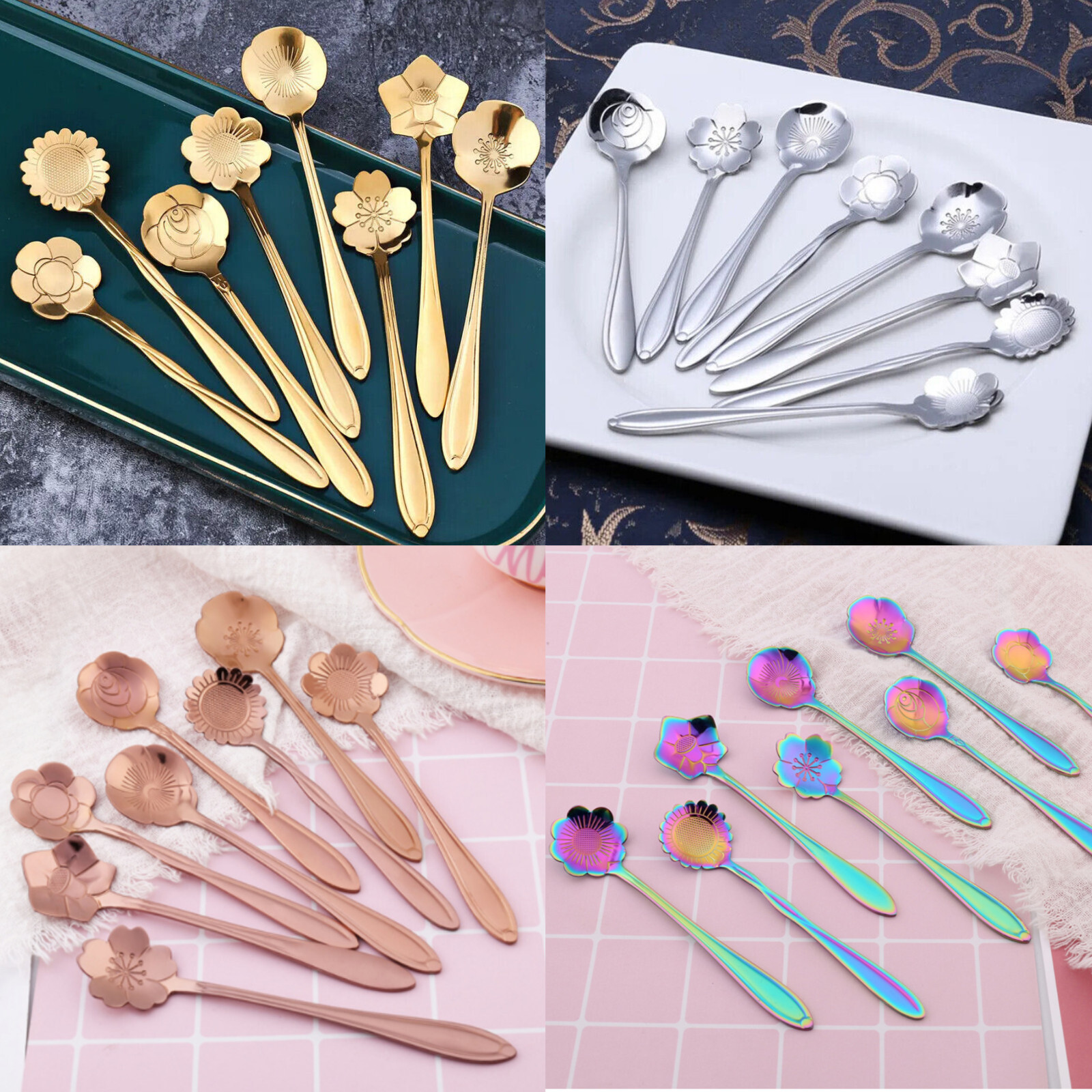 8Pcs Flower Spoon Set Small Teaspoon Coffee Spoon Stainless Steel Spoon gallery