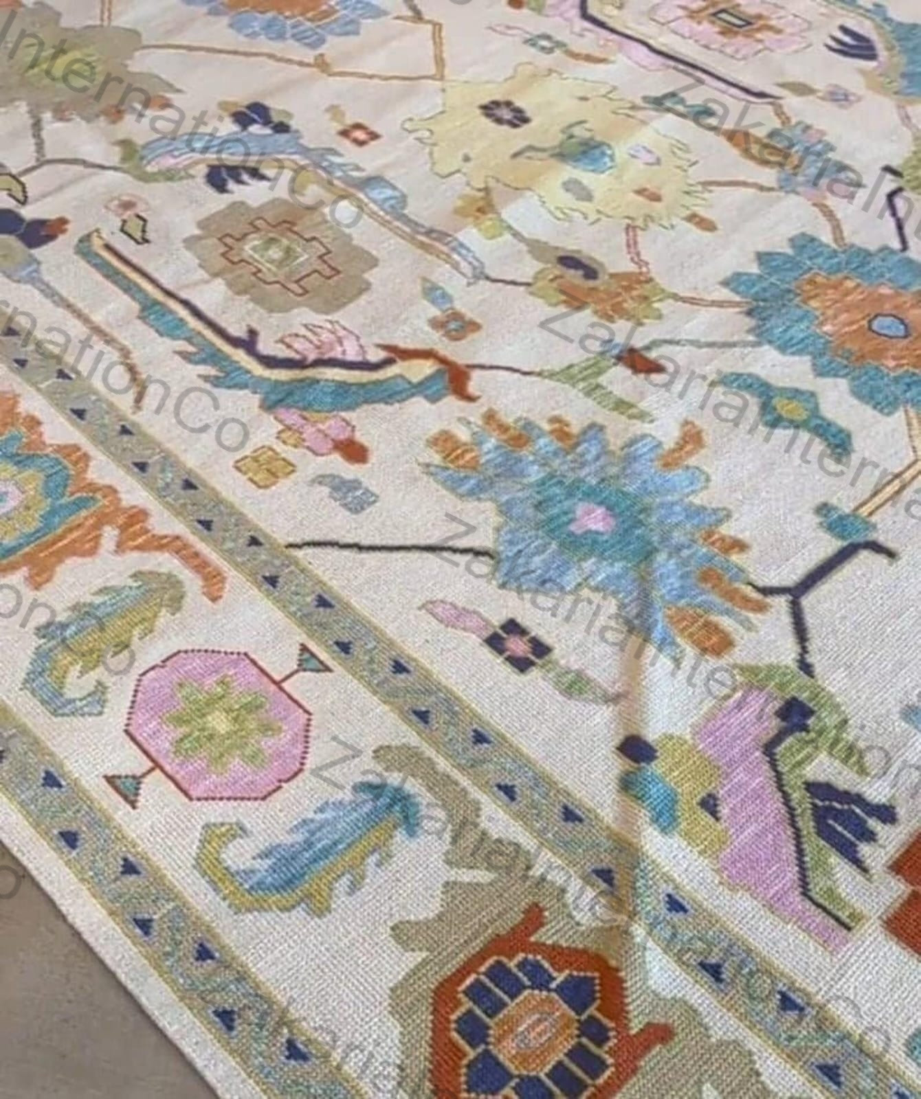 Hand Knotted Wool Rug Vintage Oushak Style Oriental Carpet 3x5 Living Room gallery