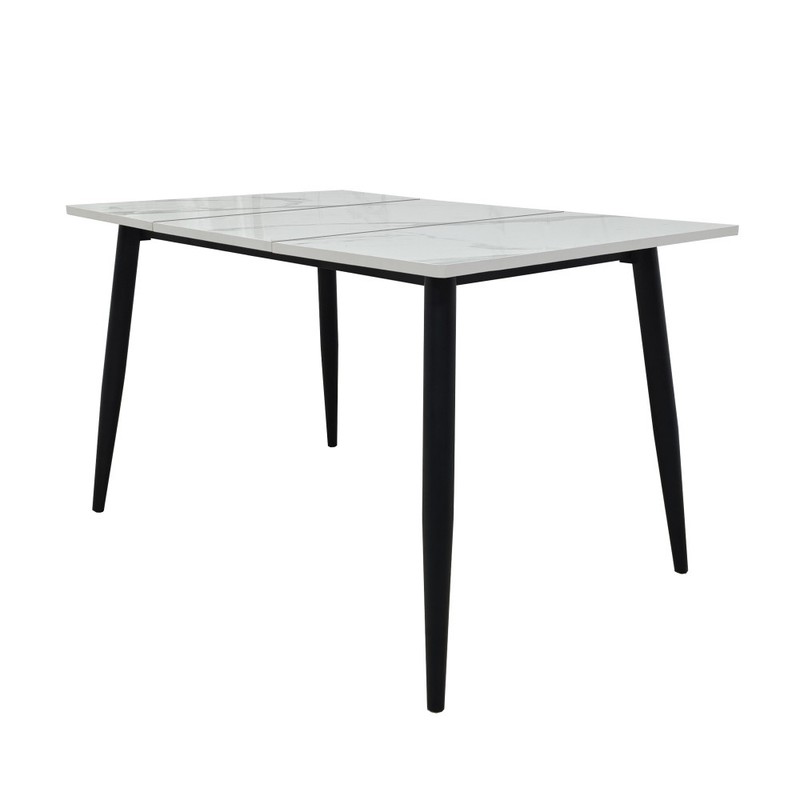 Rectangular Wooden Dining Table White Wood Metal Frame 4 6 Seater Space Saving gallery