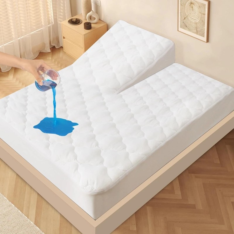 Split Top King Mattress Protector Pad Waterproof Quilted, 34" Top Split from ... gallery