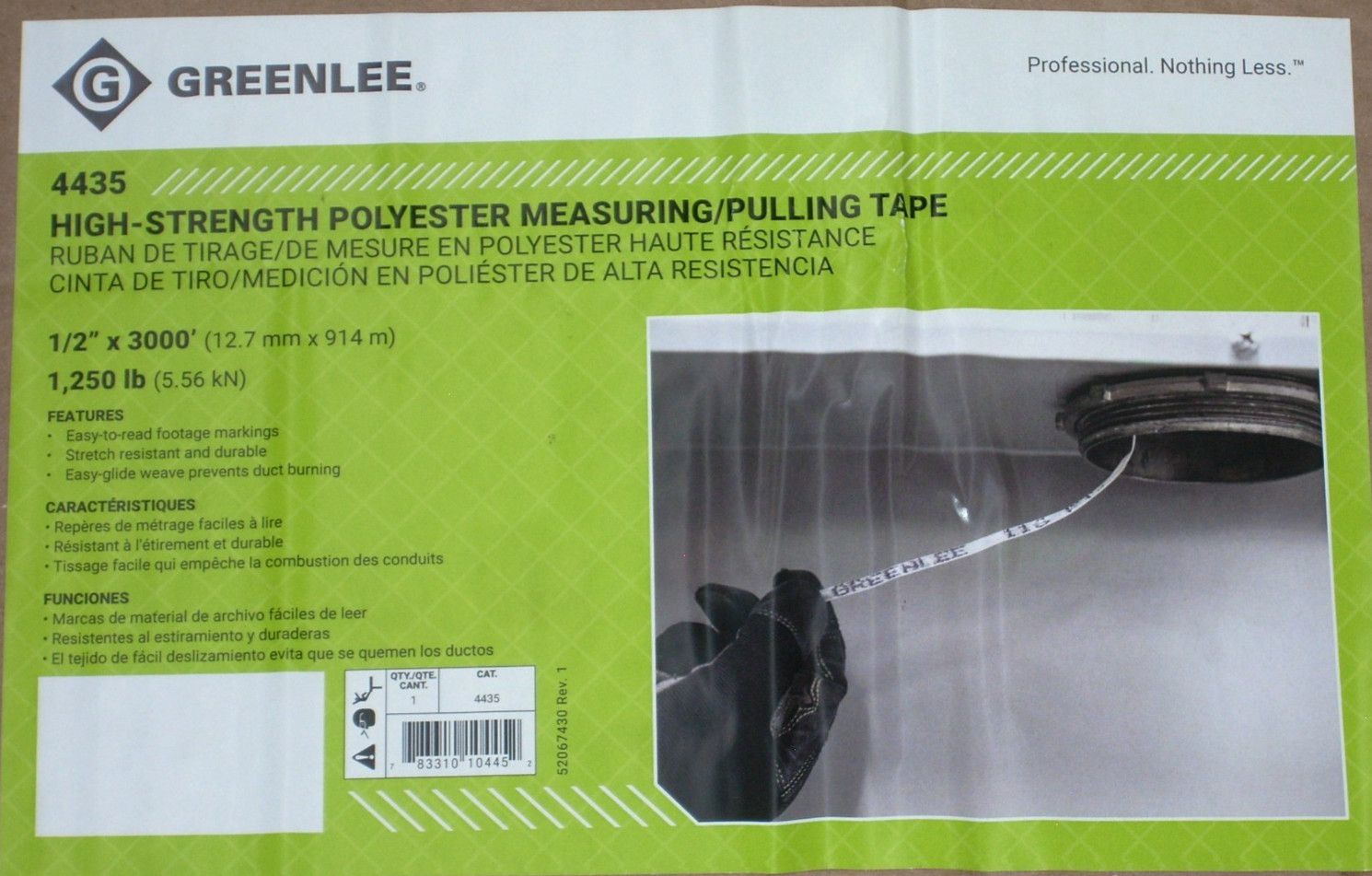 Greenlee 1/2 x 3000 ft High Strength Polyester Measuring/Pull Tape, 3000 lb Cap gallery