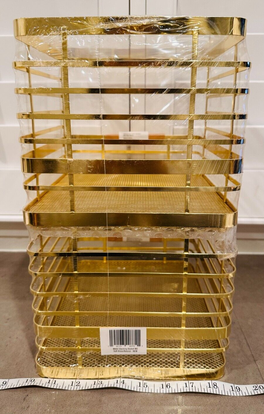 mDesign Modern Metal Wire Household Stackable Storage Organizer Bin Basket Brass gallery