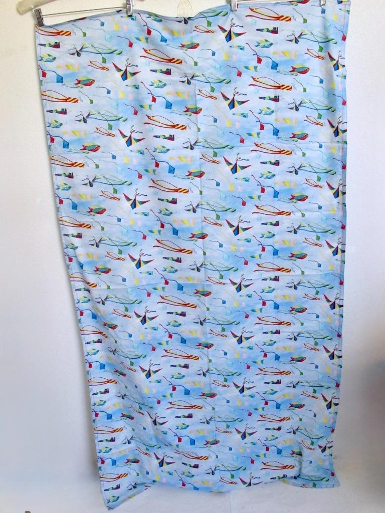 OOAK Cute Cotton Rectangle Tablecloth with Kites Flying in a Blue Sky 39 x 70 gallery