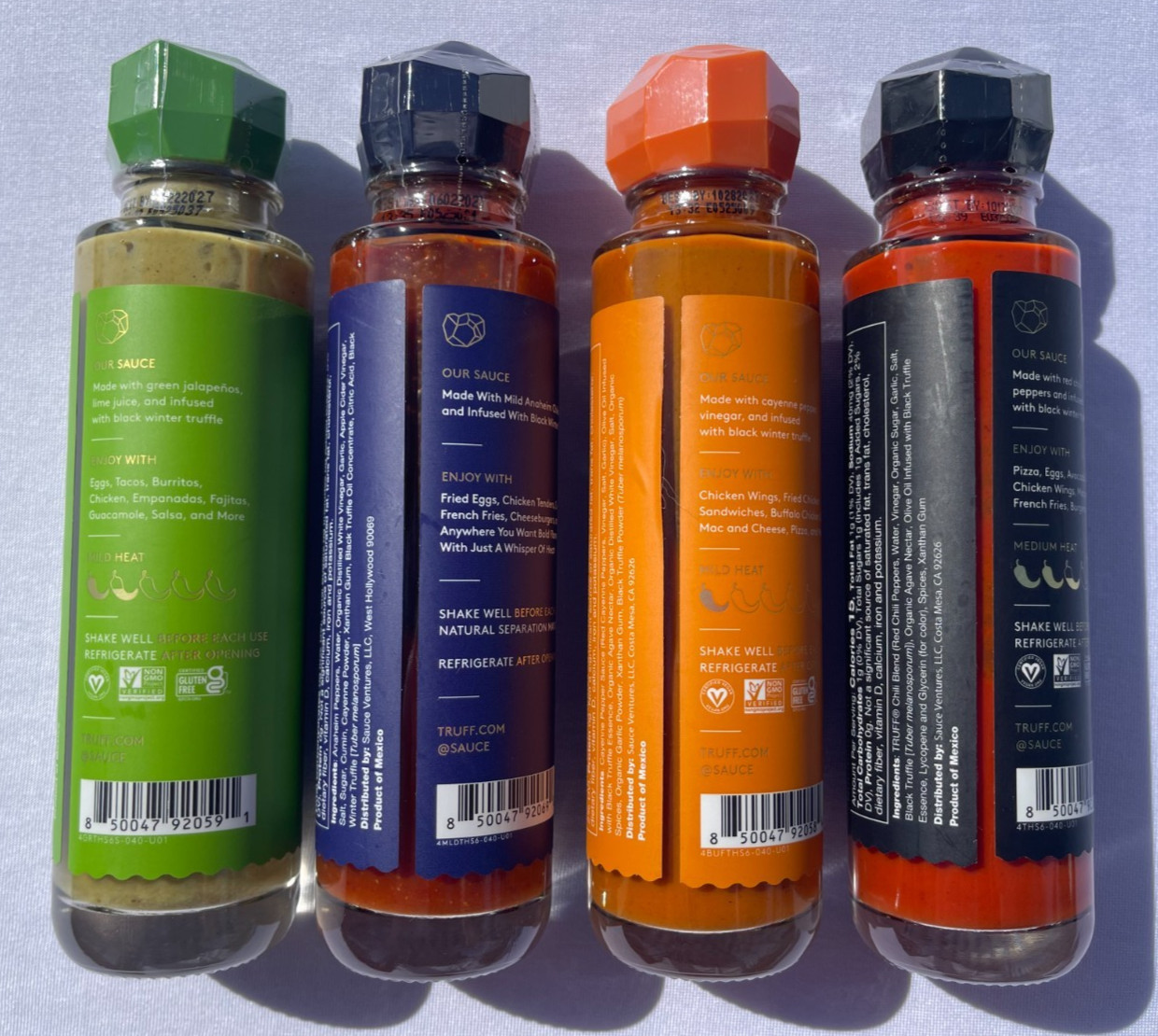 4 PACK COMBO - TRUFF Black Truffle Infused Original Mild Buffalo Green Hot Sauce gallery