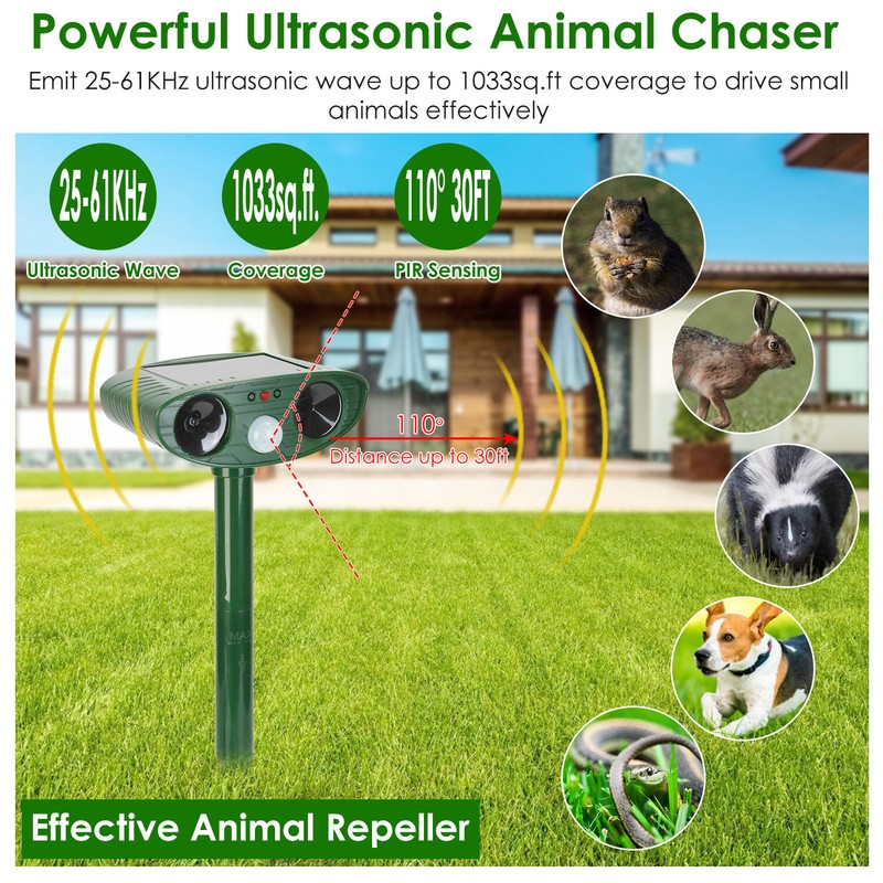 2x Solar Ultrasonic Deer Repellent Devices w/ Motion Detection gallery