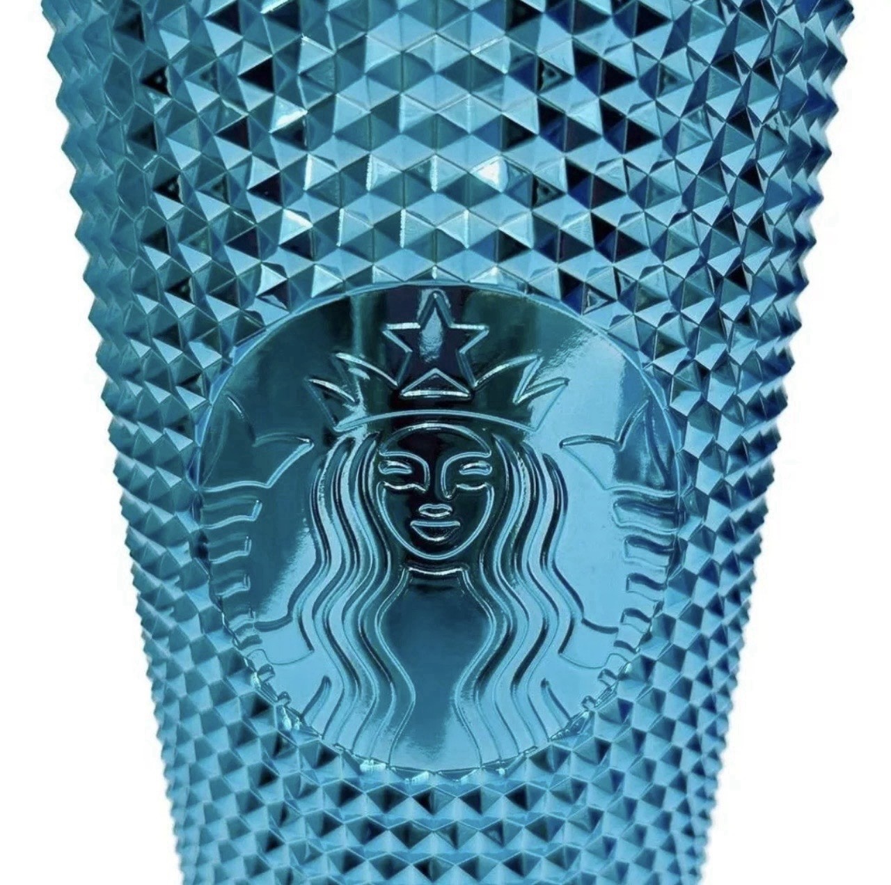Starbucks 16oz Blue Splash Chrome Bling Tumbler Aqua Blue Spiked Hard To Find! gallery